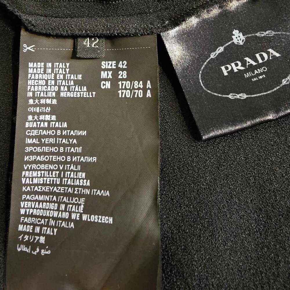 Vintage Prada Dress - Acetate Viscose - Ruffle Neckline Little Black Dress - Picture 10 of 14